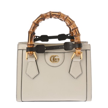 グッチ ミニトートバッグ ダイアナ 2WAY アイボリー 655661 レザー レディース バッグ 【中古】【bag】