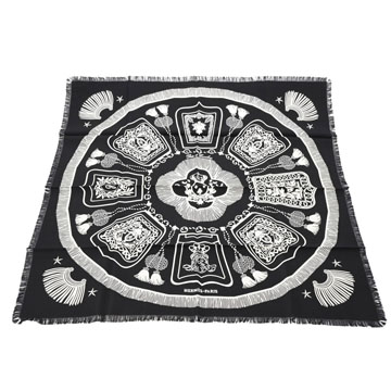 エルメス カレH 80  FRANGE HOMME ブラック/ホワイト 271757T シルク100％ レディース 【新品】【other】