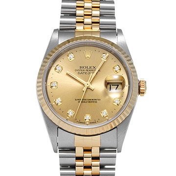 ロレックス デイトジャスト 16233G シャンパン/ダイヤモンド メンズ 時計 【中古】【wristwatch】