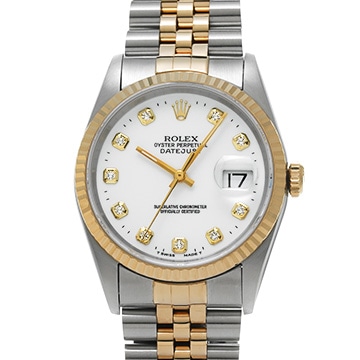 ロレックス デイトジャスト 16233G ホワイト/ダイヤモンド メンズ 時計 【中古】【wristwatch】
