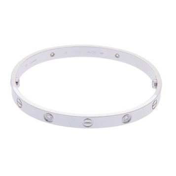 カルティエ ラブブレスレット #19 新型 4PD シルバー CRB6035819 K18ホワイトゴールド WG レディース ジュエリー 【中古】【jewelry】