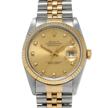 ロレックス デイトジャスト 16233G シャンパン/ダイヤモンド メンズ 時計 【中古】【wristwatch】