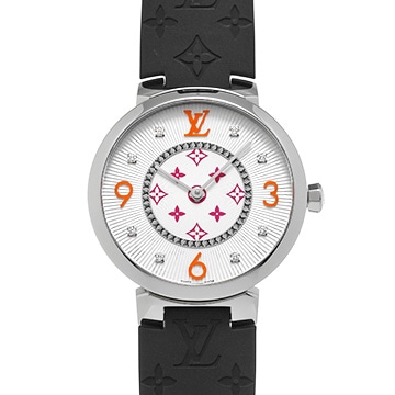 ルイ ヴィトン タンブールスリム モノグラム 8Pダイヤ QA147Z シルバー レディース 時計 【中古】【wristwatch】