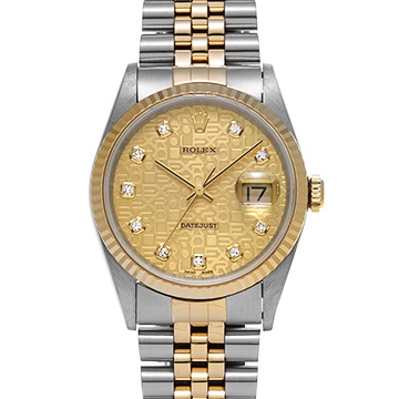 ロレックス デイトジャスト 16233G シャンパンコンピュータ/ダイヤモンド メンズ 時計 【中古】【wristwatch】