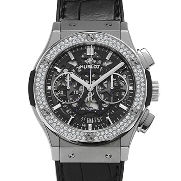 ウブロ クラシックフュージョン アエロフュージョン チタニウム ダイヤモンド 525.NX.0170.LR.1104 スケルトン メンズ 時計 【中古】【wristwatch】