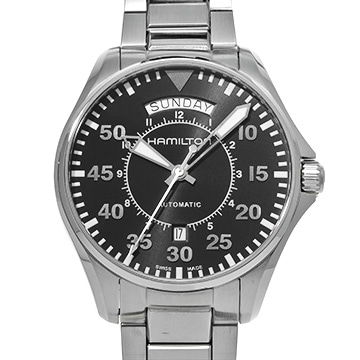 ハミルトン カーキ アビエーション パイロット デイデイト オートマティック H64615135 ブラック メンズ 時計 【中古】【wristwatch】