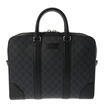 グッチ GGスプリーム ビジネスバッグ ブラック/シルバー金具 474135  PVC/レザー メンズ バッグ 【中古】【bag】