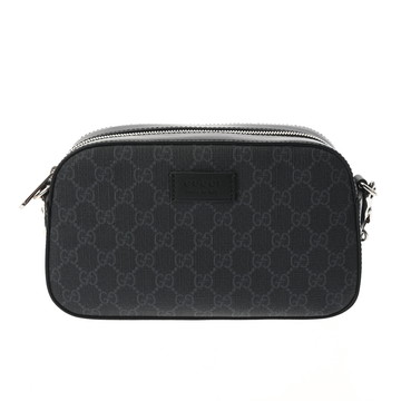 グッチ GGスプリーム クロスボディバッグ ブラック/グレー 574886  GGスプリームキャンバス/レザー メンズ バッグ 【中古】【bag】