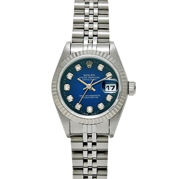 ロレックス デイトジャスト 69174G ブルー・グラデーション/ダイヤモンド レディース 時計 【中古】【wristwatch】