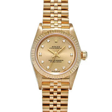 ロレックス オイスターパーペチュアル 76198G シャンパン/ダイヤモンド レディース 時計 【中古】【wristwatch】