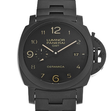 パネライ ルミノール 1950 トゥットネロ 3デイズ GMT オートマティック チェラミカ PAM00438 ブラック メンズ 時計 【中古】【wristwatch】