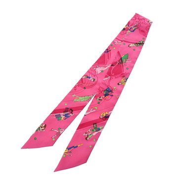 エルメス ツイリー EX-LIBRIS LES PARISIENNES ピンク シルク100％ レディース 【中古】【other】