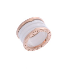 ブルガリ B.ZERO1リング #48 ゴールド K18ピンクゴールド PG/ホワイトセラミック レディース ジュエリー 【中古】【jewelry】
