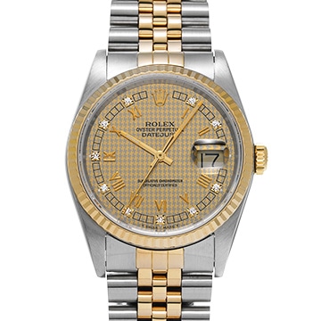 ロレックス デイトジャスト 16233G シャンパンハウンズトゥース/ダイヤモンド メンズ 時計 【中古】【wristwatch】