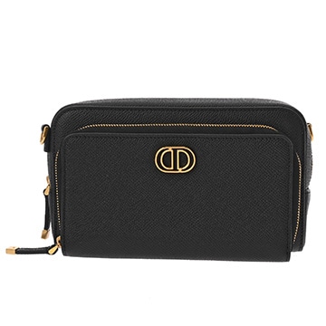 ディオール CARO ダブルポーチ ブラック S7431UBAE_900U グレインカーフ メンズ バッグ 【中古】【bag】