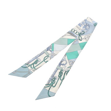 エルメス ツイリー CLIQUETIS ブルー シルク100％ レディース 【中古】【other】