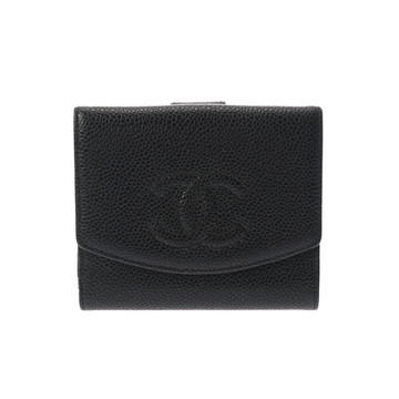 シャネル スモールウォレット ブラック A13496 キャビアスキン レディース 財布 【中古】【purse】