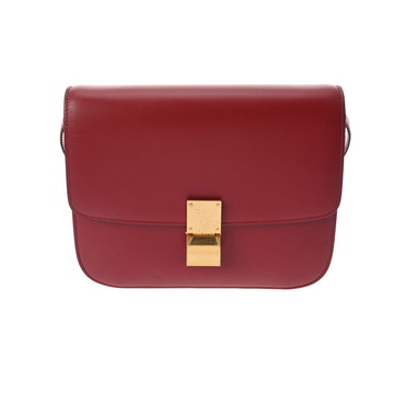 セリーヌ クラシック ボックス ミディアム レッド 164173DLS.27ED カーフ レディース バッグ 【中古】【bag】