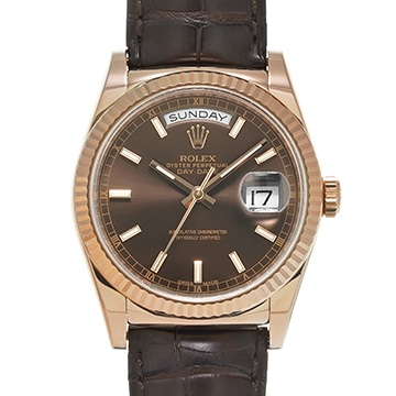 ロレックス デイデイト 36 118135 チョコレートブラウン メンズ 時計 【中古】【wristwatch】