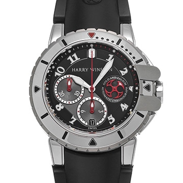 ハリー ウィンストン オーシャンダイバー クロノグラフ 410/MCA44WZC.K ブラック/シルバー メンズ 時計 【中古】【wristwatch】
