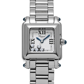 ショパール ハッピースポーツ スクエア 27/8893/23W ホワイト/ダイヤモンド レディース 時計 【中古】【wristwatch】