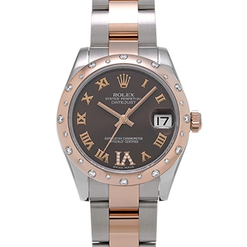 ロレックス デイトジャスト 31 178341 チョコレートブラウン/ダイヤモンド ユニセックス 時計 【中古】【wristwatch】