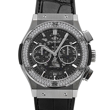 ウブロ クラシックフュージョン アエロフュージョン チタニウム ダイヤモンド 525.NX.0170.LR.1104 スケルトン メンズ 時計 【中古】【wristwatch】