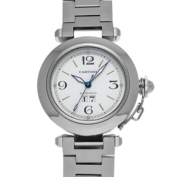 カルティエ パシャC ビッグデイト W31044M7 ホワイト ユニセックス 時計 【中古】【wristwatch】