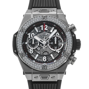 ウブロ ビッグバン ウニコ チタニウム ダイヤモンド 411.NX.1170.RX.1104 マットブラックスケルトン メンズ 時計 【中古】【wristwatch】