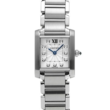 カルティエ タンク フランセーズ SM WE110006 シルバー/ダイヤモンド レディース 時計 【中古】【wristwatch】