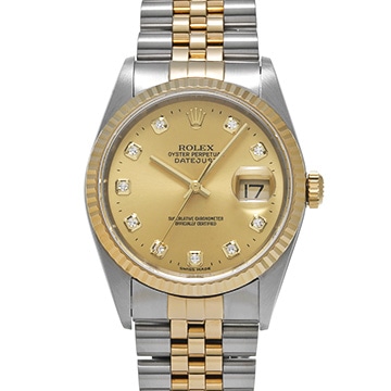 ロレックス デイトジャスト 16233G シャンパン/ダイヤモンド メンズ 時計 【中古】【wristwatch】