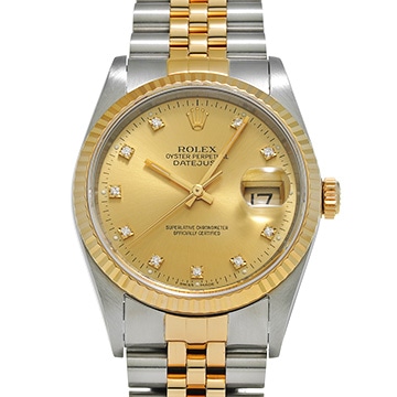 ロレックス デイトジャスト 16233G シャンパン/ダイヤモンド メンズ 時計 【中古】【wristwatch】