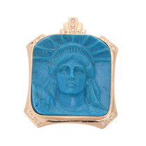 ノーブランド 自由の女神 ターコイズ ペンダントトップ ゴールド K18イエローゴールド YG レディース ジュエリー 【中古】【jewelry】