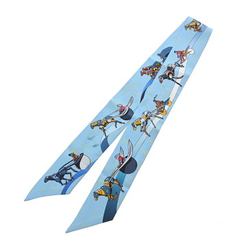 エルメス ツイリー SPACE DERBY ブルー 063573S シルク100％ レディース 【中古】【other】