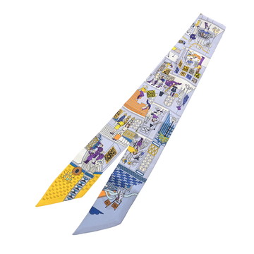エルメス ツイリー LA MAISON DES CARRES ブルーマルチカラー シルク100％ レディース 【中古】【other】