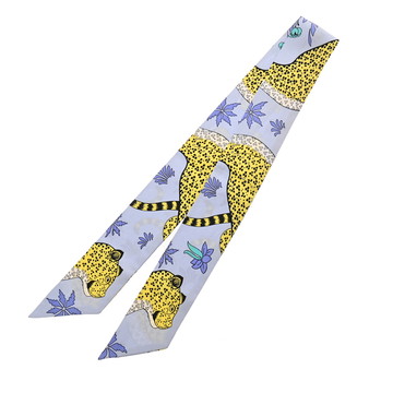 エルメス ツイリー LES LEOPARDS ブルー系マルチカラー シルク100％ レディース 【中古】【other】
