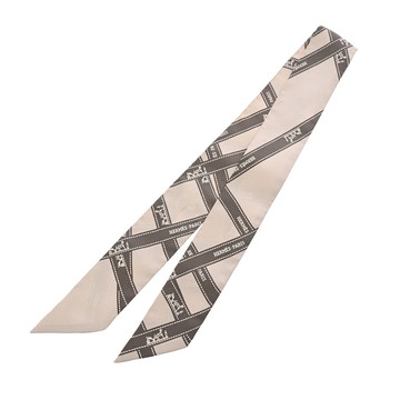 エルメス ツイリー BOLDUC AU CARRE グレー シルク100％ レディース 【中古】【other】