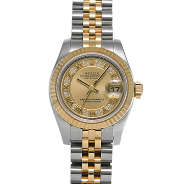 ロレックス デイトジャスト 179173MR シャンパン/ミリヤードダイヤモンド レディース 時計 【中古】【wristwatch】