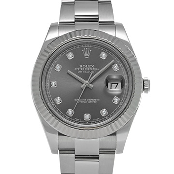 ロレックス デイトジャストII 116334G スレートグレー/ダイヤモンド メンズ 時計 【中古】【wristwatch】
