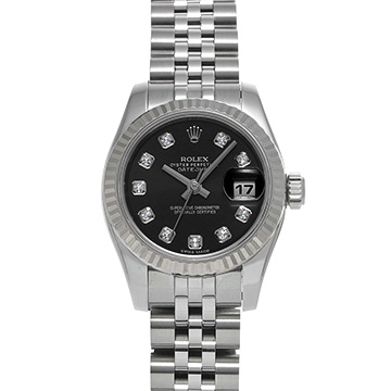 ロレックス デイトジャスト 179174G ブラック/ダイヤモンド レディース 時計 【中古】【wristwatch】