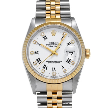 ロレックス デイトジャスト 16233G ホワイト/ダイヤモンド メンズ 時計 【中古】【wristwatch】