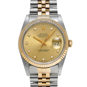 ロレックス デイトジャスト 16233G シャンパン/ダイヤモンド メンズ 時計 【中古】【wristwatch】