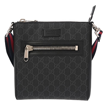 グッチ GGスプリーム スモール ショルダーバッグ ブラック/グレー 523599 レザー/PVC メンズ バッグ 【中古】【bag】