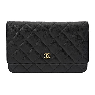 シャネル クラシック チェーンウォレット ブラック AP0250 グレインドカーフスキン レディース バッグ 【中古】【bag】