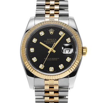 ロレックス デイトジャスト 116233G ブラック/ダイヤモンド メンズ 時計 【中古】【wristwatch】