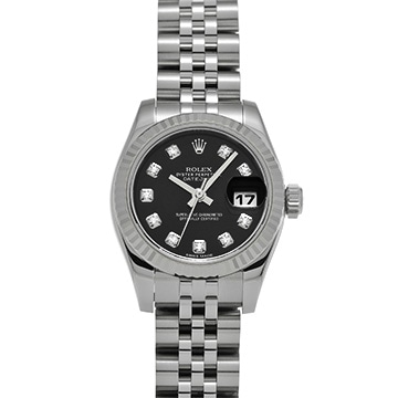 ロレックス デイトジャスト 179174G ブラック/ダイヤモンド レディース 時計 【中古】【wristwatch】