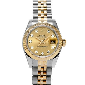 ロレックス デイトジャスト 179173G シャンパン/ダイヤモンド レディース 時計 【中古】【wristwatch】