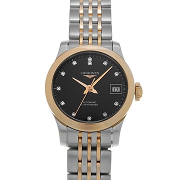 ロンジン レコード L2.320.5.57.7 ブラック/ダイヤモンド メンズ 時計 【新品】【wristwatch】