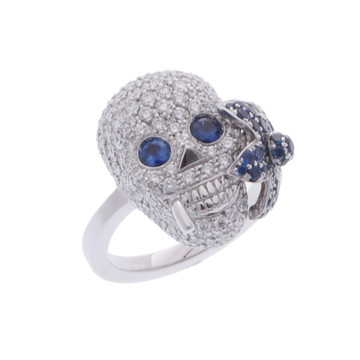 グッチ フローラルスカル リング シルバー K18ホワイトゴールド WG レディース ジュエリー 【中古】【jewelry】