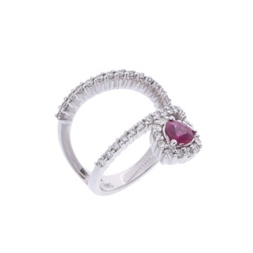 カラチ ルビー リング シルバー K18ホワイトゴールド WG レディース ジュエリー 【中古】【jewelry】
